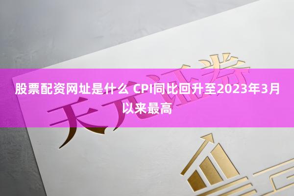 股票配资网址是什么 CPI同比回升至2023年3月以来最高