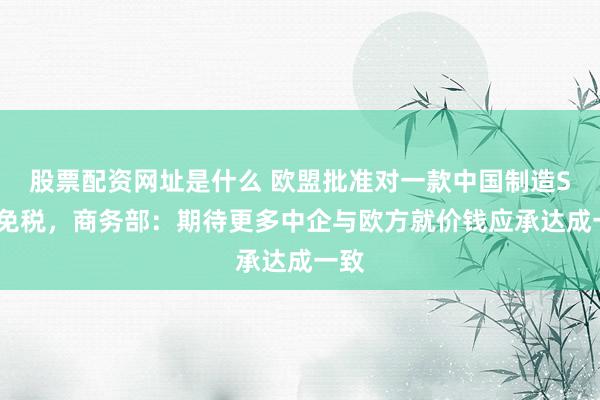 股票配资网址是什么 欧盟批准对一款中国制造SUV免税,商务部:期待更多中企与欧方就价钱应承达成一致
