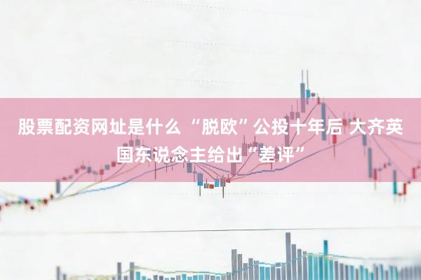 股票配资网址是什么 “脱欧”公投十年后 大齐英国东说念主给出“差评”