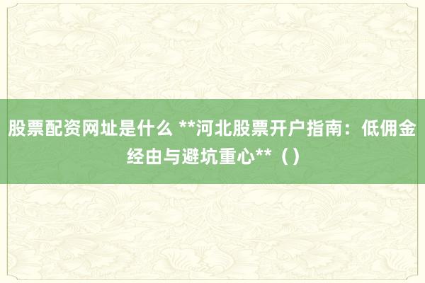 股票配资网址是什么 **河北股票开户指南：低佣金经由与避坑重心**（）
