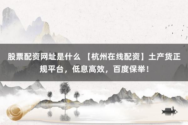 股票配资网址是什么 【杭州在线配资】土产货正规平台，低息高效，百度保举！